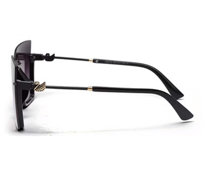 Black Square Half Rim Acetate Frame with Gradient Black UV Sunglass