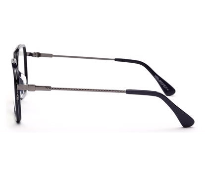 Dark Blue Silver Rectangle Eyeglasses for Men