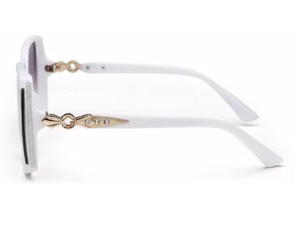 White Irregular Shaped UV 400 Sunglass for Women