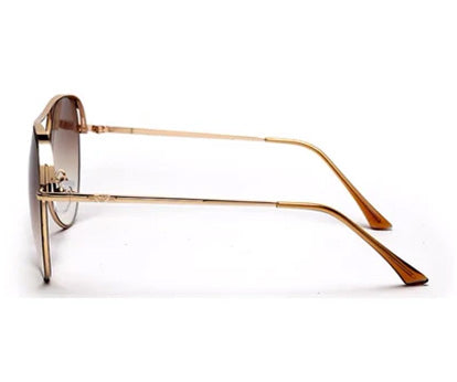 Golden Aviator Full Rim Metal Frame with Gradient Brown UV Sun Lens