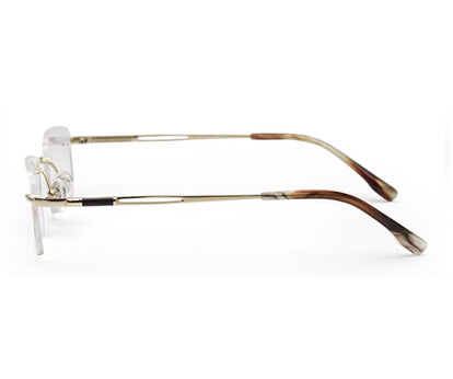 Zenith Titanium Specs without Rim with Golden Brown Temple for Men