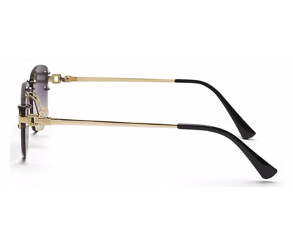Gradient Purple Rectangle Rimless Sunglass for Men and Women