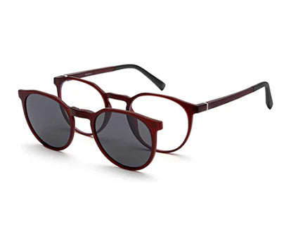 Wine Oval Clip-on Eyeglasses for Men and Women