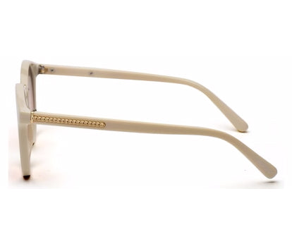 Beige Oval Full Rim Acetate Frame Sunglass for Women