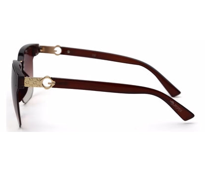 Dark Brown Clubmaster Half Rim with Gradient Black UV Sunglasses for Women