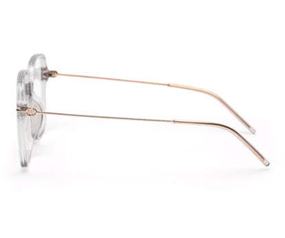 Large Square Transparent Glasses Mens with Rose Gold Temple
