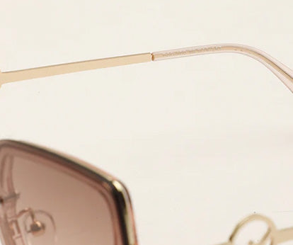 Gradual Brown Pink Square Shaped UV Sunglass