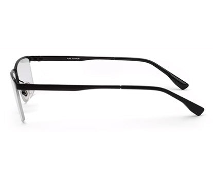 Zenith Titanium Half Rim Black Glasses with Edgy Cuts