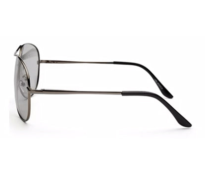 Dark Grey Black Metal UV Protected Aviator Sunglasses