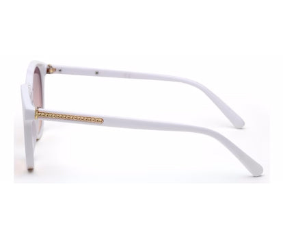 White Oval Full Rim Acetate Frame Sunglass for Women
