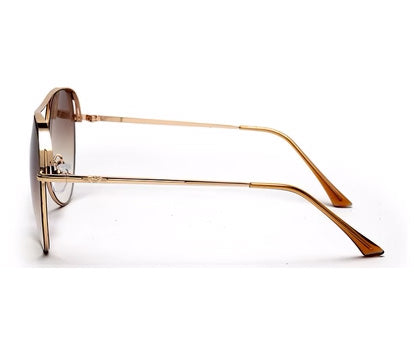 Golden Aviator Full Rim Metal Frame with Gradient Brown UV Sun Lens