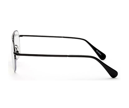 Black Matte Half-Rim Round Eyeglasses for Men