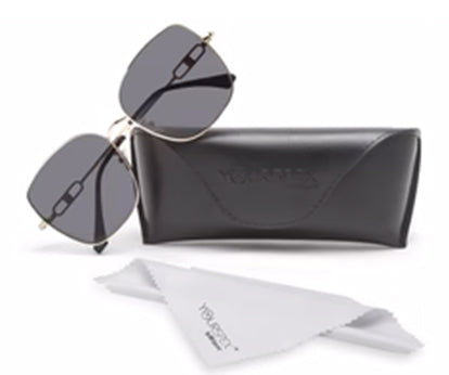 Gold Black Large Square UV Protection Sunglass for Women