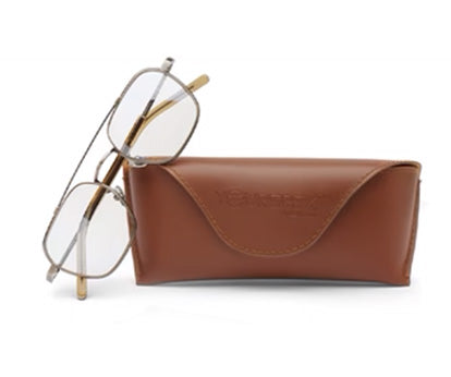 ZENITH TITANIUM METTALIC BROWN SQUARE SHAPED FULL RIM GLASSES FOR MEN