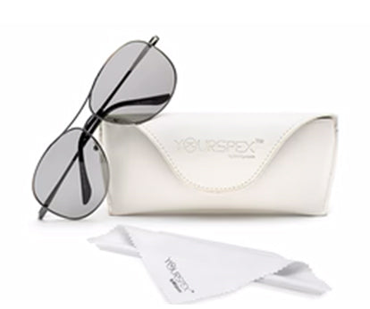 Dark Grey Black Metal UV Protected Aviator Sunglasses