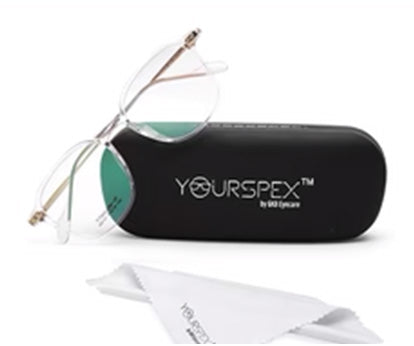 Square Shaped Stylish Transparent Glasses with Golden Temples