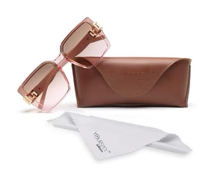 Light Brown Pink Square UV 400 Polarised Sunglass for Women