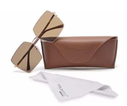 Light Brown Large Square UV Protection Sunglass for Women