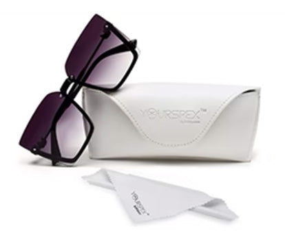 Black Square Half Rim Acetate Frame with Gradient Black UV Sunglass