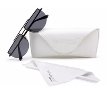 Black Half Oval Metal UV Sunglass for Men and Women
