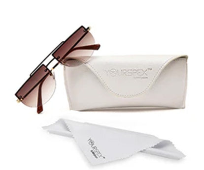 Gradient Brown Half Oval UV Sunglass