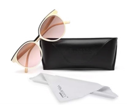 Beige Oval UV Sunglass for Women