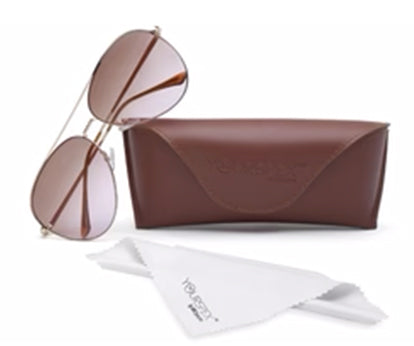 Golden Gradient Brown Pink Aviator UV Sunglass for Men and Women