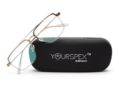 Zenith Titanium  Transparent Gold Rectangle Specs for Men