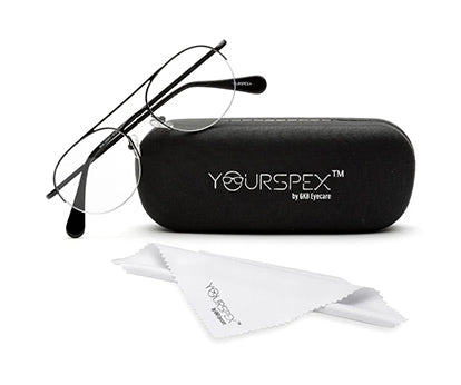 Black Matte Half-Rim Round Eyeglasses for Men
