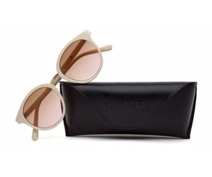 Beige Oval Full Rim Acetate Frame Sunglass for Women