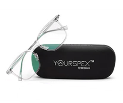 Titanium Transparent Silver Square Eyeglasses
