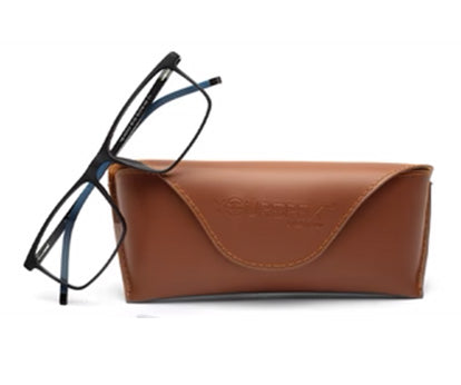 Unisex Rectangular Matte Black and Blue Optical Frame