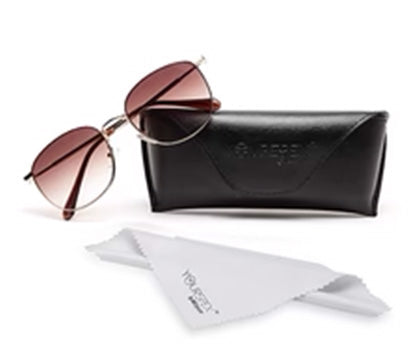 Gradual Brown Oval Shaped Sunglasses Metal Frame for Women