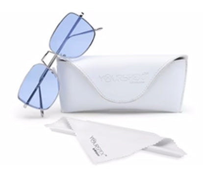 Blue Metal Square UV Sunglass for Women and Men