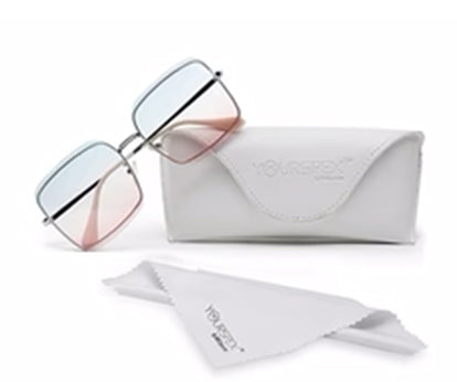 Gradual Blue Pink Square Shaped UV Sunglass