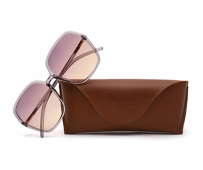 Gradient Brown Pink Transparent Square UV 400 Sunglass for Women