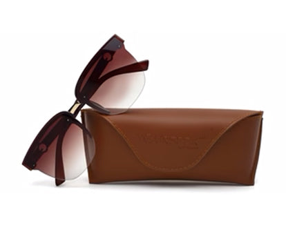 Dark Brown Clubmaster Half Rim with Gradient Black UV Sunglasses for Women