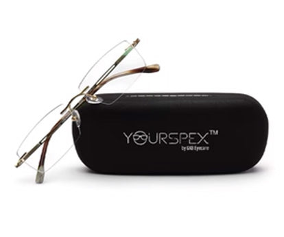 Zenith Titanium Specs without Rim with Golden Brown Temple for Men
