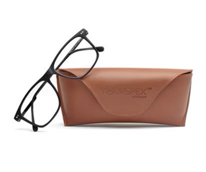 Black Matte Full-Rim Rectangle Glasses for Men & Women