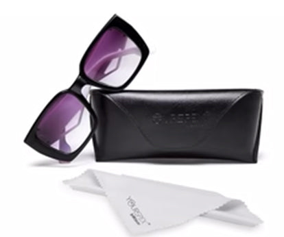 White Black Rectangle UV Sunglass for Women