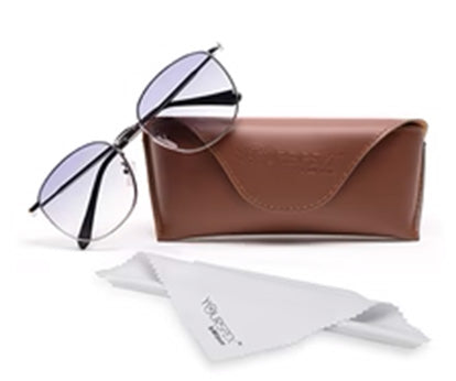 Gradual Grey Blue Oval Shaped UV Sunglass