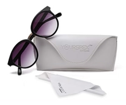 Black Oval Full Rim Acetate Frame with Gradient Grey UV Sunglass for Women