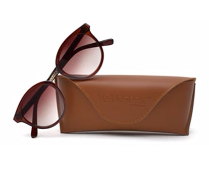Dark Brown Oval Full Rim Acetate Frame Sunglass for Women