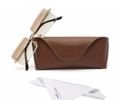Gradient Brown Rimless Rectangle Sunglass for Men and Women