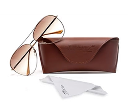 Golden Aviator Full Rim Metal Frame with Gradient Brown UV Sun Lens