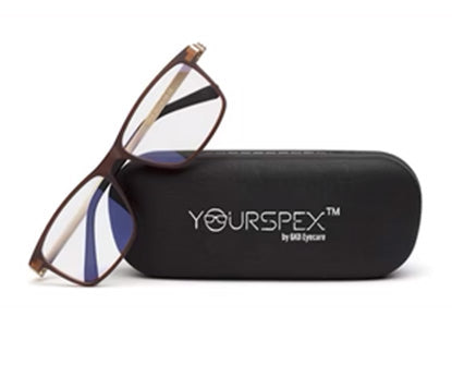 Brown Rectangle Magnetic Clip on Glasses Frame for Men & Women