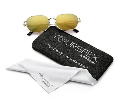 Golden Mirrored 400 UV Protected Hexagon Sunglasses For Men & Women