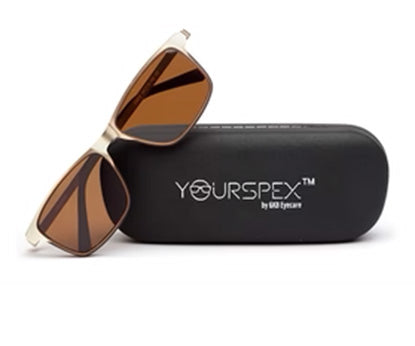 Brown Rectangle Magnetic Clip on Glasses Frame for Men & Women