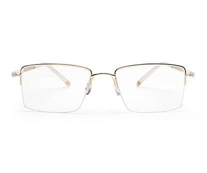 White Gold Rectangle Half Rim Frame for Men