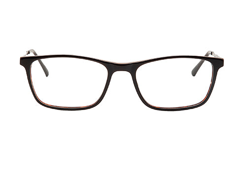 Brown Black Rectangular Acetate Frame with Metal Temple